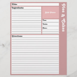 Lined Recipe Pages (Mauve)