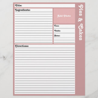 Lined Recipe Pages (Mauve)