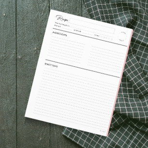 Lined Recipe Pages Modern in Blush letter format