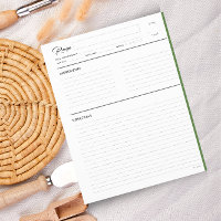 Lined Recipe with notes ModernGreen letter format