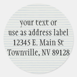 Lined School Paper   Classic Round Sticker
