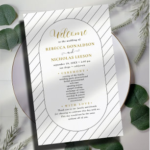 Lined Script Calligraphy Wedding Program