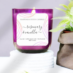 Lined Script Candle Label Square Sticker