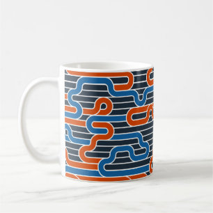 Lined seamless vintage pattern with twisted lines, coffee mug