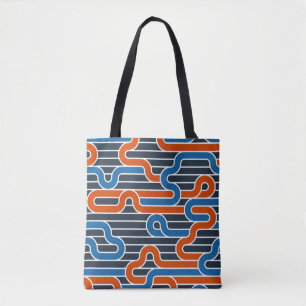 Lined seamless vintage pattern with twisted lines, tote bag