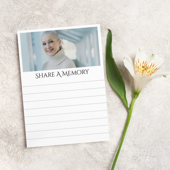 Lined Share A Memory Funeral Memorial Photo Card (Creator Uploaded)