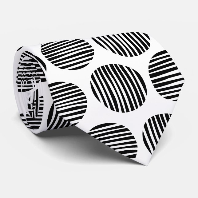 Lined Spots 190917 - Black on White Tie (Rolled)