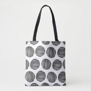 Lined Spots 190917 - Black on White Tote Bag
