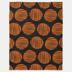 Lined Spots 190917 - Orange on Black Fleece Blanket