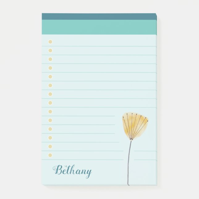 Lined Stylish Modern Flower Anything List Post-it Notes (Front)