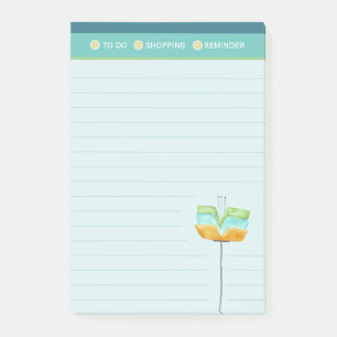 Lined Stylish Modern Flower Shopping List Post-it Notes