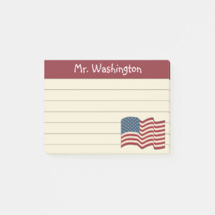 Lined Teacher's American Flag Post It Notes Gift