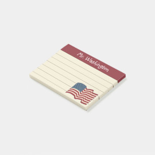 Lined Teacher's American Flag Post It Notes Gift