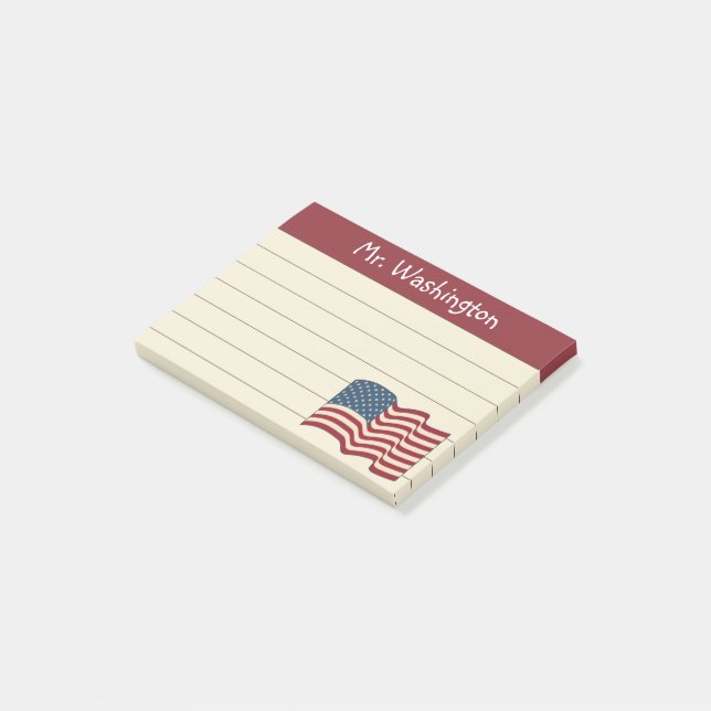 Lined Teacher's American Flag Post It Notes Gift (Angled)