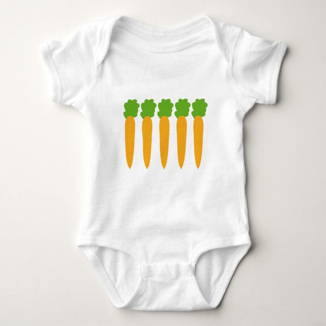 lined up carrots baby bodysuit (Front)