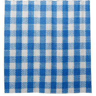 Lined white and blue dining clothes shower curtain