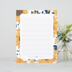 Lined writing paper - sunflowers