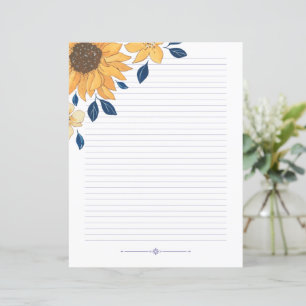Lined writing paper - sunflowers