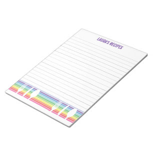 Lined Writing Recipe Pages Personalised Pad