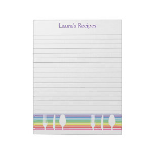 Lined Writing Recipe Pages Personalised Pad