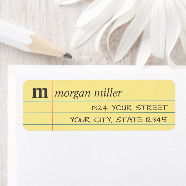 Lined Yellow Hand-Writing Return Address (Insitu)