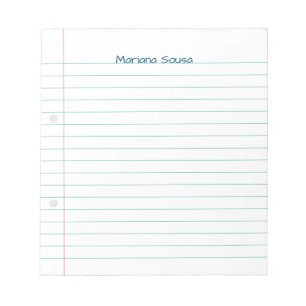 Lined Your Name Ruled Paper School Themed Simple Notepad