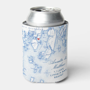 Linekin Bay Resort Maine Map Wedding Favour Drink Can Cooler