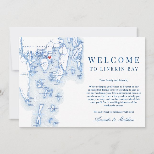 Linekin Bay Resort Maine Wedding Welcome Itinerary Thank You Card (Front)