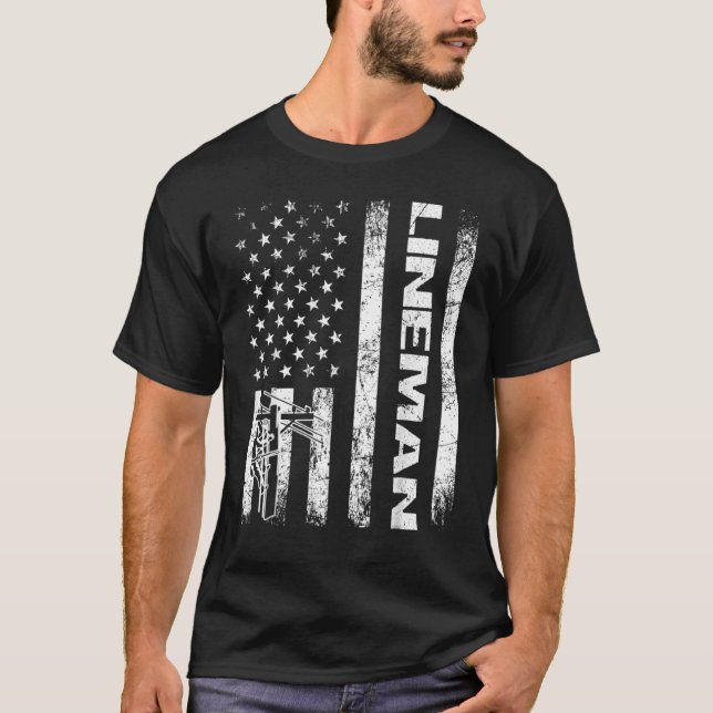 Lineman American Flag Apparel Top Line Design (Front)