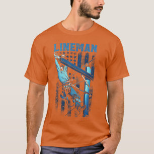 Lineman American Flag Electric Cable Lineman famil T-Shirt
