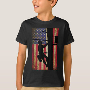Lineman American Flag Electric Cable Lineman Gift T-Shirt