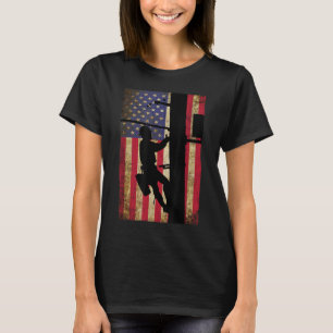 Lineman American Flag Electric Cable Lineman Gift T-Shirt