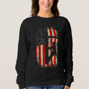 Lineman American Flag  Electric Cable Lineman Sweatshirt