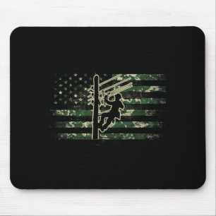 Lineman American Flag Electric Cable Lineman USA Mouse Mat