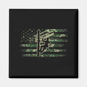 Lineman american flag electric cable lineman usaLi Magnet