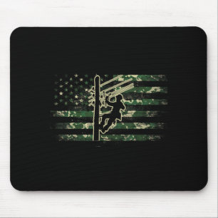 Lineman american flag electric cable lineman usaLi Mouse Mat