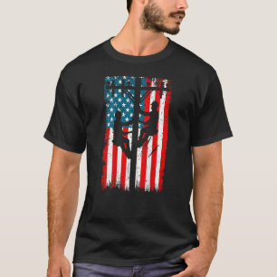 Lineman American Flag Patriotic Electric Cable (on T-Shirt