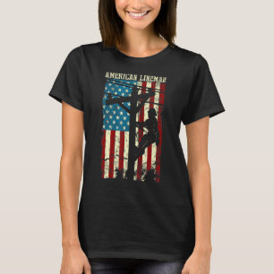 Lineman American Usa Flag Electric Cable Patriotic T-Shirt
