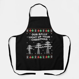 Lineman Christmas Our Balls Light Up Apron