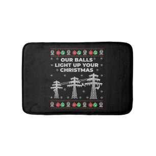 Lineman Christmas Our Balls Light Up Bath Mat