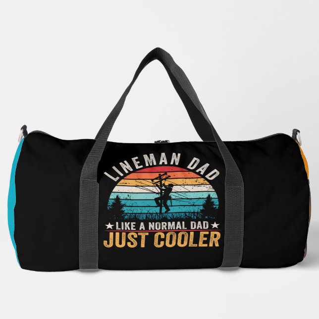 Lineman Dad Cooler Sunset  Duffle Bag (Front)