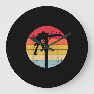 Lineman Electrician Gift Large Clock