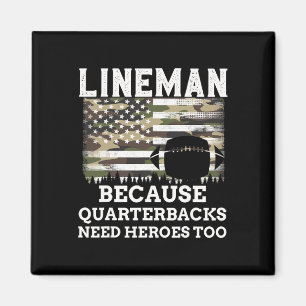 Lineman Football Gift Patriotic American Flag Camo Magnet