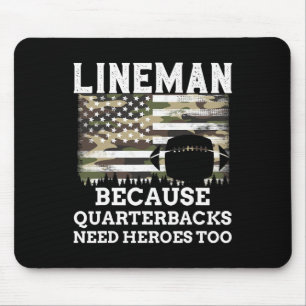 Lineman Football Gift Patriotic American Flag Camo Mouse Mat