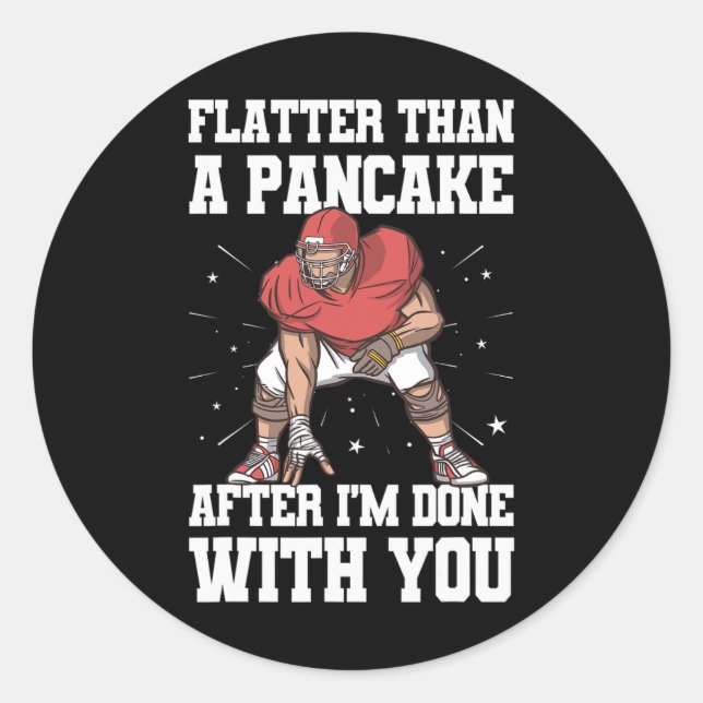 Lineman Funny Pancake Blocks Football Player  Classic Round Sticker (Front)