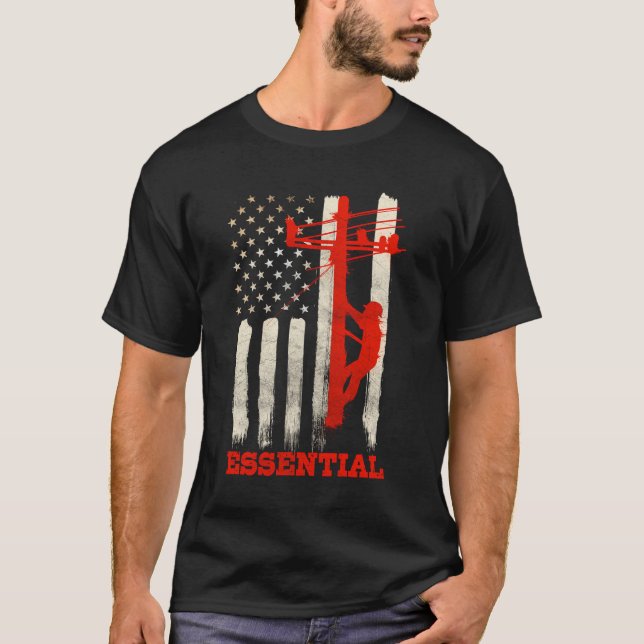 Lineman Gifts Line Worker Image On Back Of Shirt (Front)