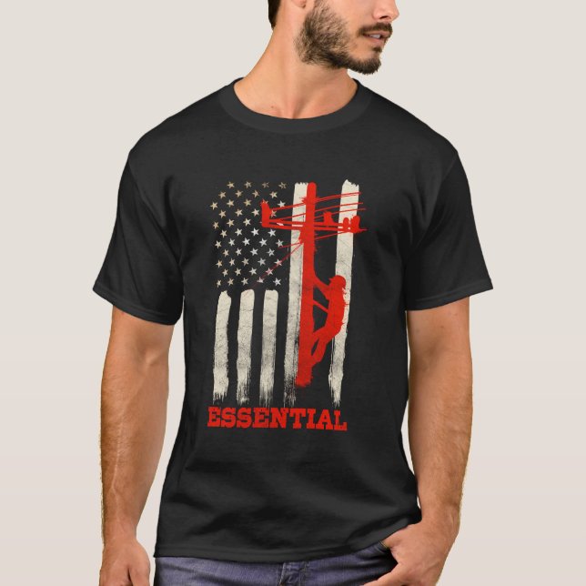 Lineman Gifts Line Worker Image On Back Of Shirt (Front)