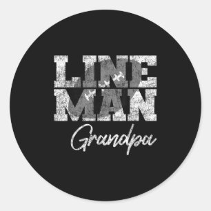 Lineman Grandpa - Football Player Matching Family Classic Round Sticker