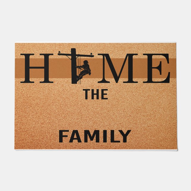 Lineman Home Doormat, Personalised Lineman Family Doormat (Front)