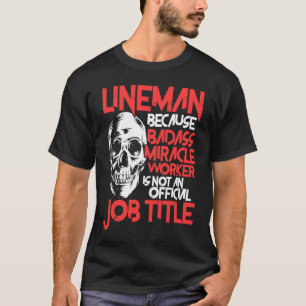 Lineman Job Title American Electrician Cable Wire  T-Shirt